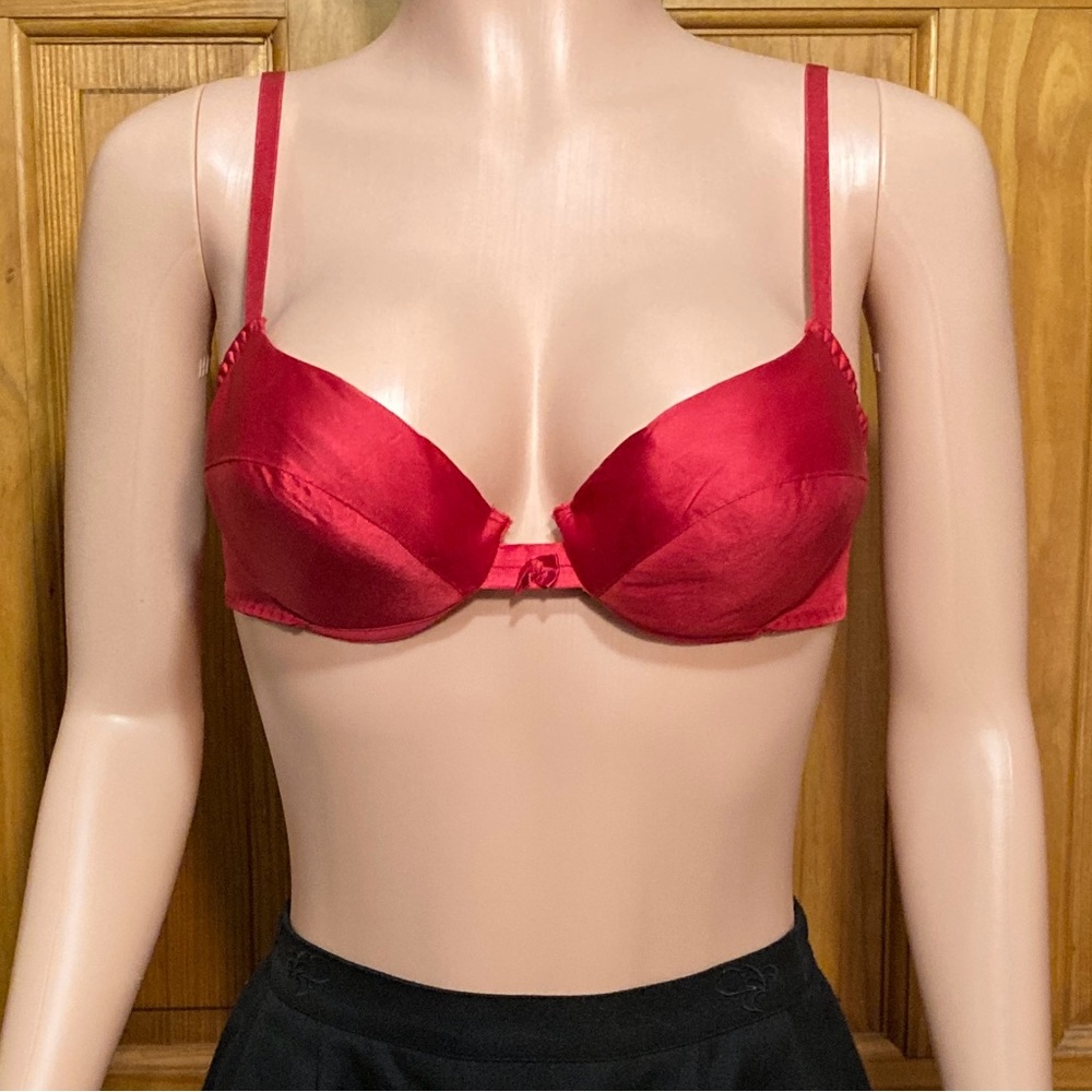 NWOT Jaclyn Smith Vintage 90s Bra Red Satin Size 36B